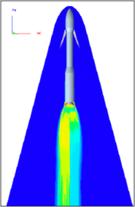 Modelling of hot plume with particles for improved launcher applications